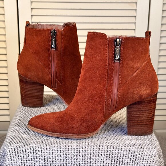 Beautiful Blondo Reese Brown Sienna Suede Waterproof Ankle Bootie Women Size 9.5 - Picture 6 of 8
